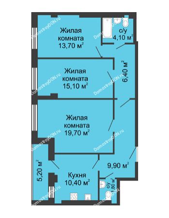 3 комнатная квартира 83,7 м² - ЖК Дом на Береговой