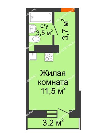 Студия 19,66 м² в ЖК Корабли, дом № 54