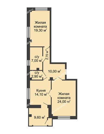 2 комнатная квартира 84,8 м² - ЖК Династия на Соборном