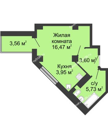Студия 31,53 м² в ЖК Мега, дом № 2