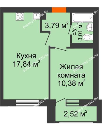 1 комнатная квартира 37,57 м² в ЖК Москва Град, дом № 61