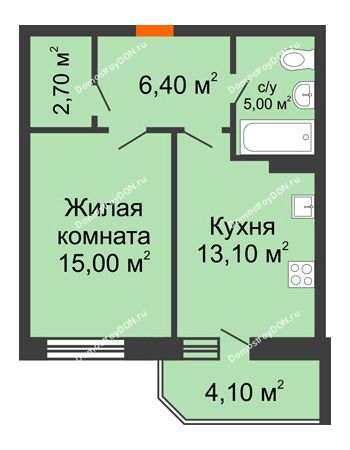 1 комнатная квартира 46,3 м² в ЖК Звездный-2, дом № 3