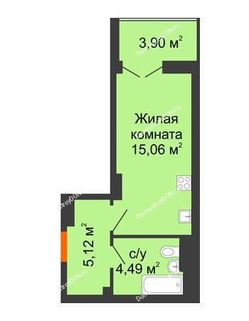 Студия 26,62 м² в ЖК Аврора, дом № 3