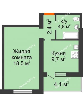 1 комнатная квартира 39,5 м² в Жилой район Волгарь, дом № 1, 15 квартал,  5А микрорайон