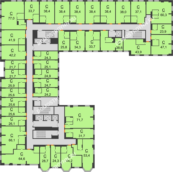 Комплекс апартаментов KM TOWER PLAZA (КМ ТАУЭР ПЛАЗА) - планировка 4 этажа