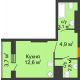 Студия 27,1 м², ЖК Космолет - планировка