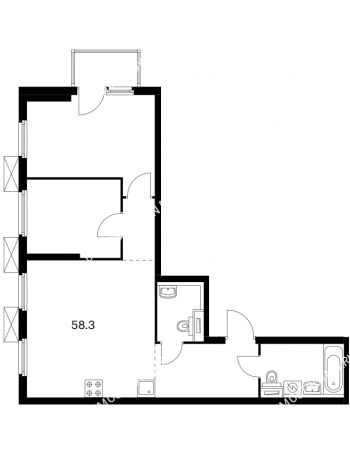 2 комнатная квартира 58,3 м² в ЖК Савин парк, дом корпус 6