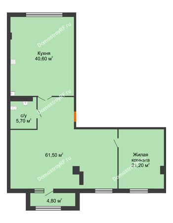 1 комнатная квартира 131,25 м² - ЖК ROLE CLEF