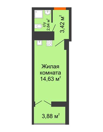 Студия 22,71 м² в ЖК Аврора, дом № 3