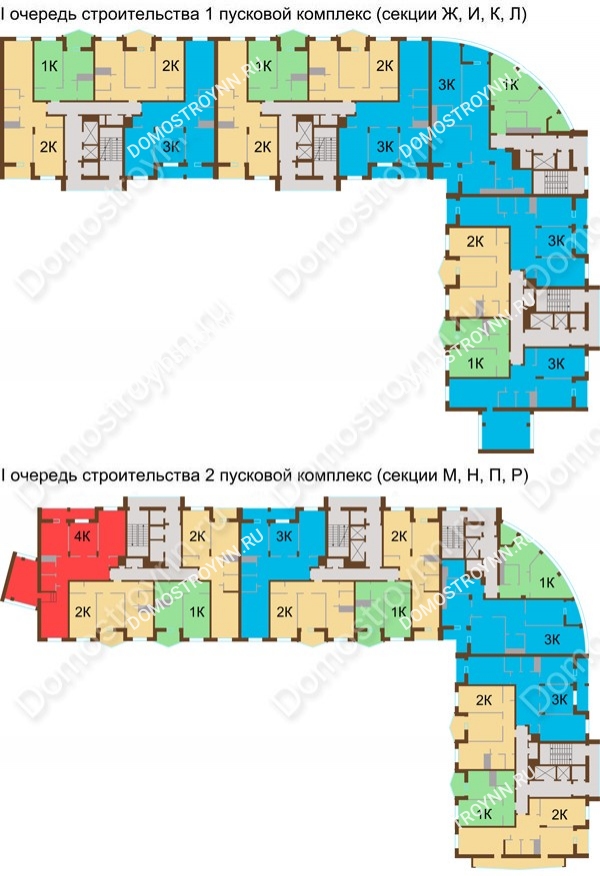 Планировка 11 этажа в доме № 89, корп. 1, 2 в ЖК Монолит
