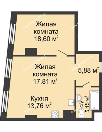 2 комнатная квартира 61,2 м² - ЖК Гранд Панорама