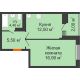 1 комнатная квартира 41,3 м² в ЖК Вересаево, дом Литер 16/1 - планировка