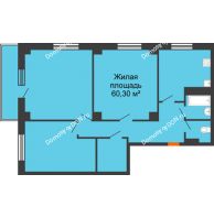 3 комнатная квартира 96,51 м² в ЖК Сокол Градъ, дом Литер 1 - планировка