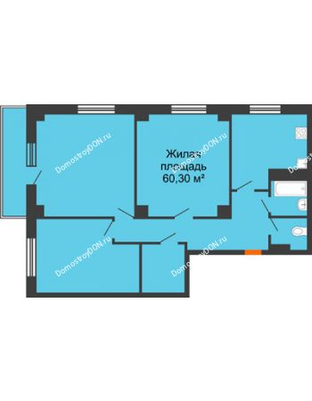 3 комнатная квартира 96,51 м² в ЖК Сокол Градъ, дом Литер 1 (8)