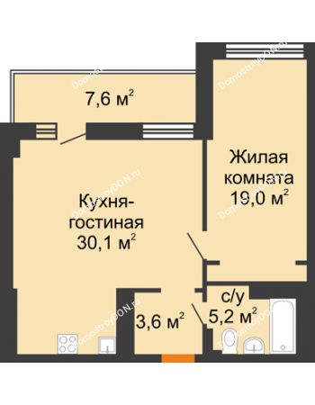 2 комнатная квартира 61,7 м² - ЖК Дом на 17-й Линии, 3