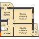 2 комнатная квартира 53,9 м² в ЖК Звезда Столицы, дом литер 6 - планировка