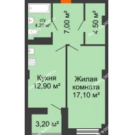 1 комнатная квартира 47,27 м² в ЖК Сокол Градъ, дом Литер 3 - планировка