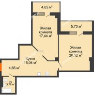 2 комнатная квартира 66,23 м², ЖК Кристалл 2 - планировка
