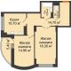 2 комнатная квартира 66,3 м² в ЖК Высота, дом 4 позиция - планировка