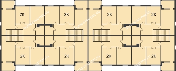 Планировка 2 этажа в доме Тип 1 в КП Каштановый дворик