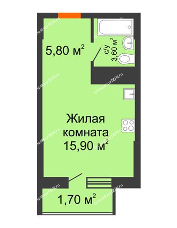 Студия 27 м² - ЖК Клубный дом на Мечникова