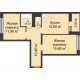 2 комнатная квартира 56,9 м² в ЖК 5 Элемент (Пятый Элемент), дом Корпус 5-7 (Монолит) - планировка