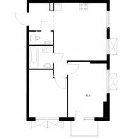 2 комнатная квартира 49,8 м² в ЖК Савин парк, дом корпус 8 - планировка
