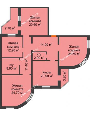 4 комнатная квартира 140,6 м² - ЖК по ул. Циолковского