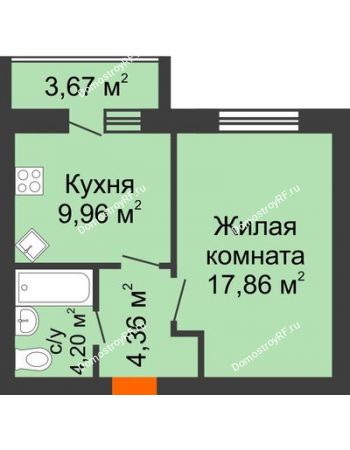 1 комнатная квартира 38,07 м² в ЖК БелПарк, дом 2 очередь