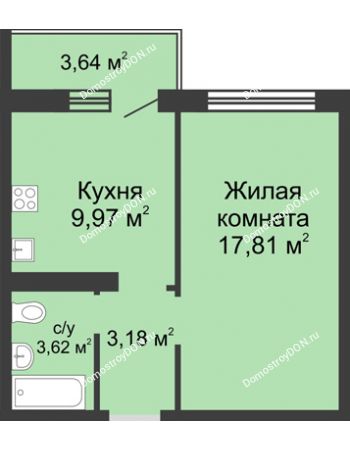 1 комнатная квартира 35,67 м² в ЖК Суворовский, дом Литер 25, Участок 120