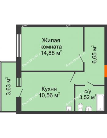1 комнатная квартира 35,61 м² в ЖК Образцово, дом № 4