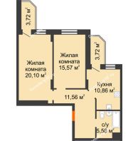 2 комнатная квартира 67,37 м², ЖК Atlantis (Атлантис) - планировка