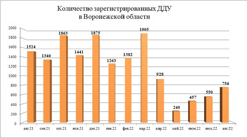 В августе 2022 года количество ДДУ в Воронеже выросло на 37% - фото 1