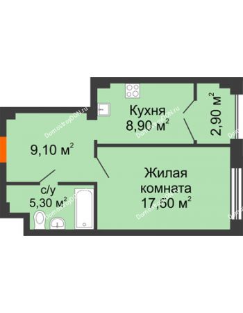 1 комнатная квартира 43,1 м² - ЖК Гагарин