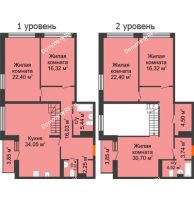 4 комнатная квартира 184,57 м² в ЖК Бунин, дом 1 этап, секции 11,12,13,14 - планировка