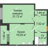 1 комнатная квартира 57,45 м² в ЖК Суворов-Сити, дом 1 очередь секция 6-13 - планировка