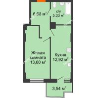 1 комнатная квартира 39,65 м² в ЖК Сердце Ростова 2, дом Литер 8 - планировка