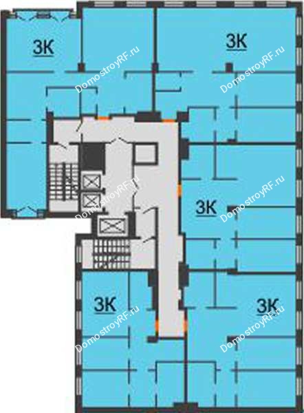 Планировка 4 этажа в доме №2, секция 2 в ЖК Гранд Империалъ	