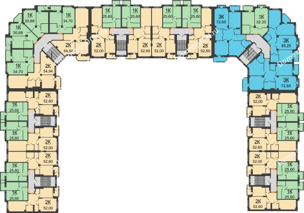Планировка 2 этажа в доме № 53 в ЖК Новая Пальмира