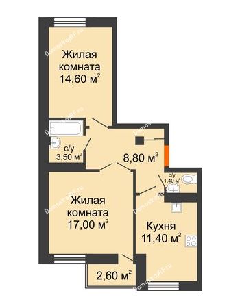 2 комнатная квартира 57,88 м² в ЖК Европа-сити, дом Квартал 5 Литер 3