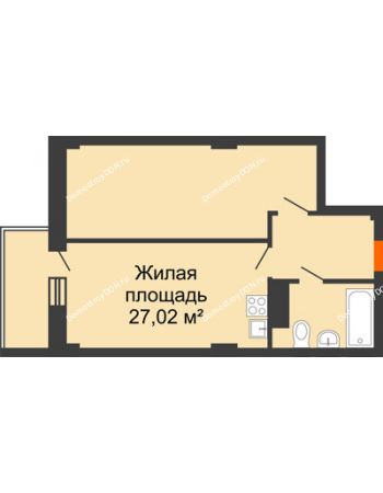 2 комнатная квартира 41,55 м² в ЖК Сокол Градъ, дом Литер 1 (8)