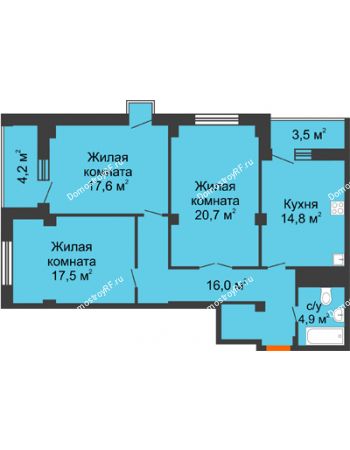 3 комнатная квартира 95,5 м² - ЖК Вершина