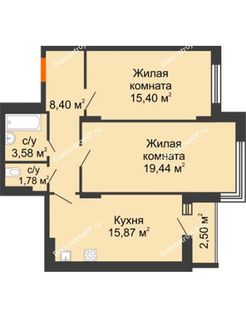 2 комнатная квартира 67 м² в Макрорайон Амград, дом № 1