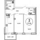 2 комнатная квартира 57,5 м² в ЖК Лебедь, дом № 50 - планировка