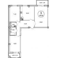 3 комнатная квартира 100 м² в ЖК Лебедь, дом № 50 - планировка