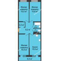 3 комнатная квартира 81,6 м² в ЖК Самолет, дом 4 очередь - Литер 22 - планировка