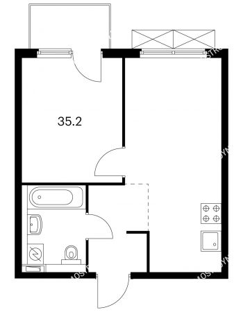 1 комнатная квартира 35,2 м² в ЖК Савин парк, дом корпус 3