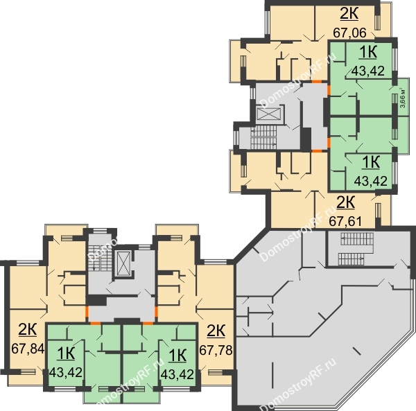 Планировка 2 этажа в доме 7-8 секция в ЖК Каскад