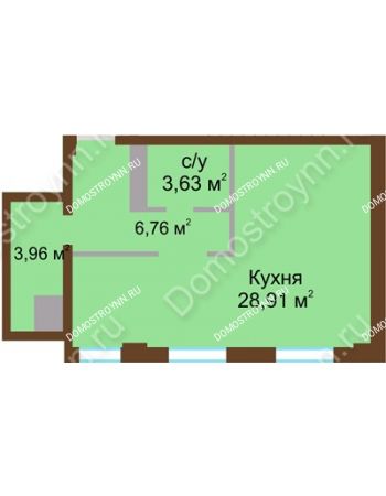 1 комнатная квартира 43,26 м² в ЖК Дом с террасами, дом № 1