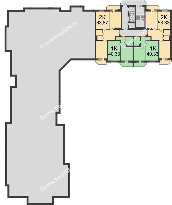 Планировка 19 этажа в доме Литер 17 в Микрорайон Красный Аксай